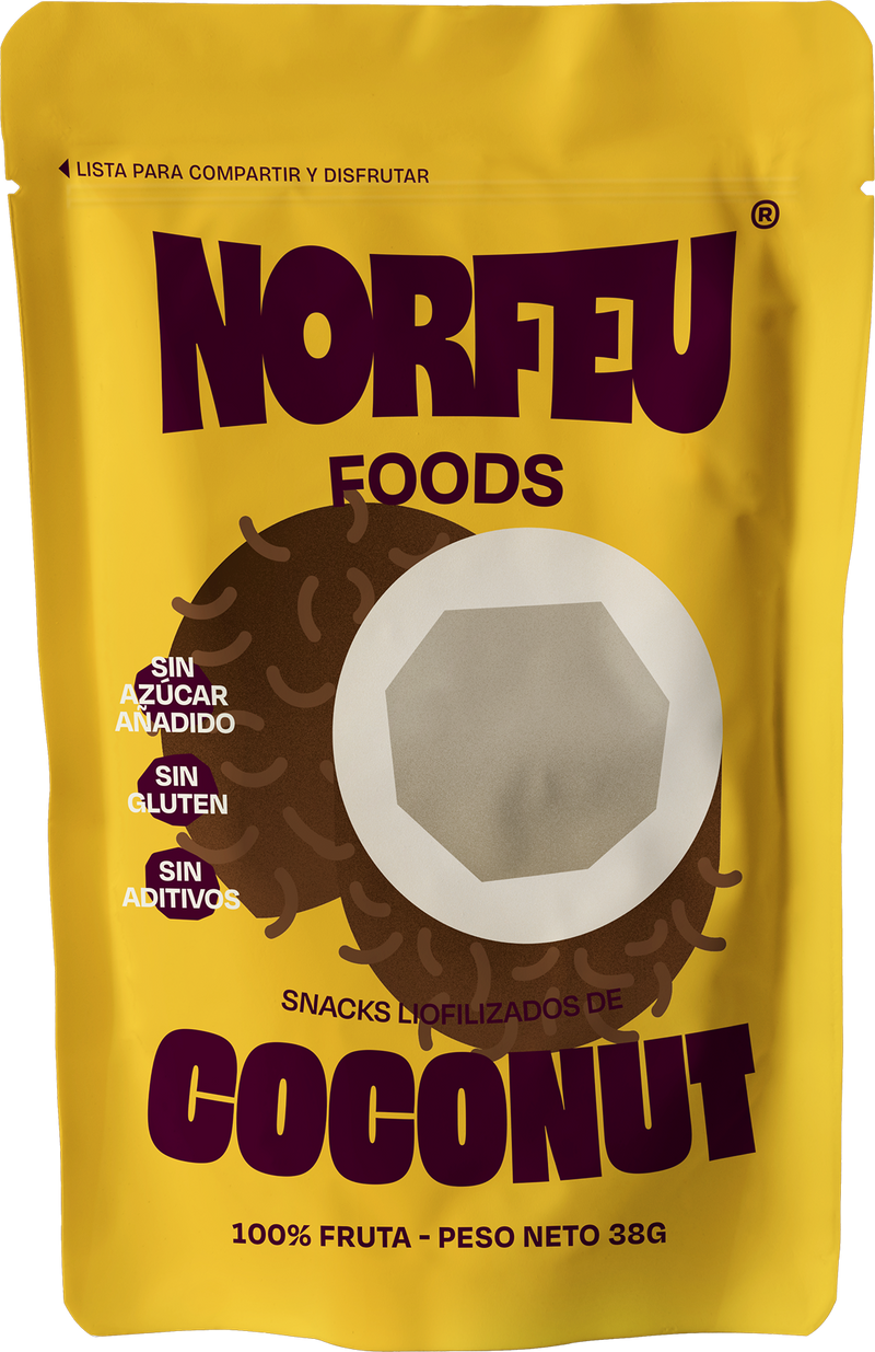 Snack individual de coco liofilizado Norfeu Foods