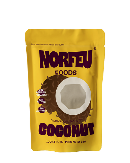 Snack individual de coco liofilizado Norfeu Foods