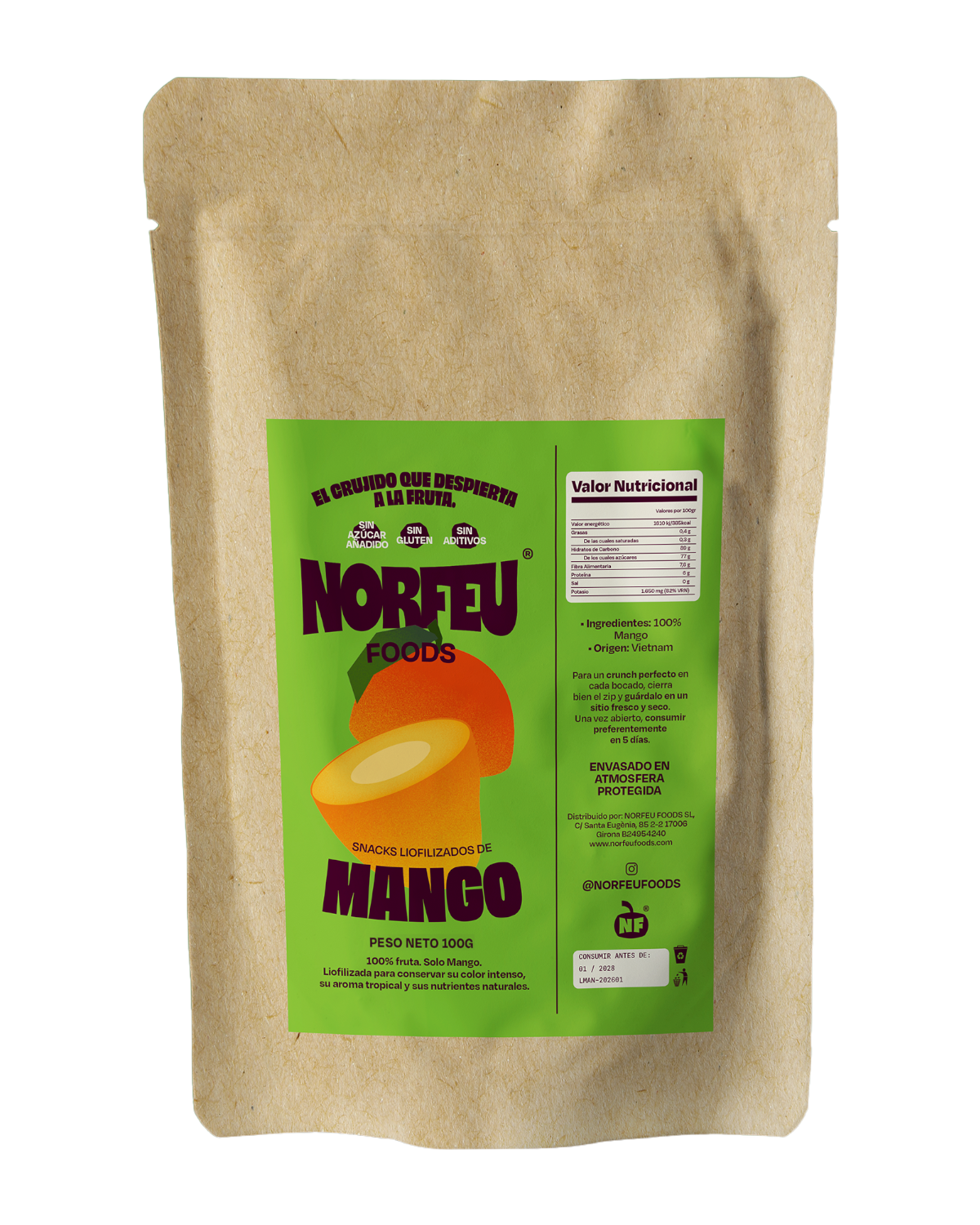 Snack familiar de mango liofilizado Norfeu Foods