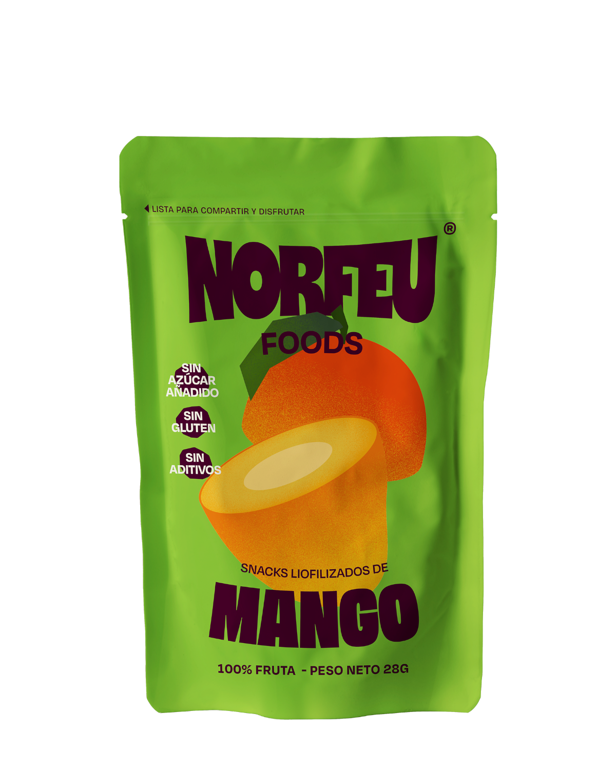Snack individual de mango liofilizado Norfeu Foods