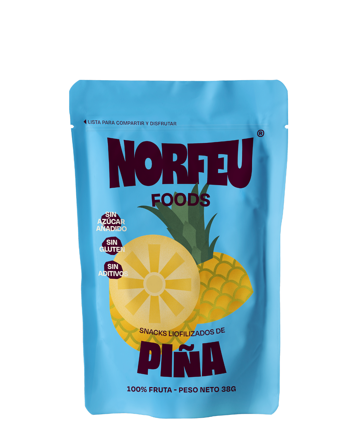 Snack individual de piña liofilizada Norfeu Foods